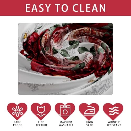 Rose Love Hearts Eucalyptus Leaves Valentine’s Day 84" x 60" (Rectangular)