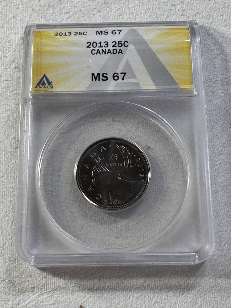 2013 Canada 25 Cents Graded MS 67 by ANACS
