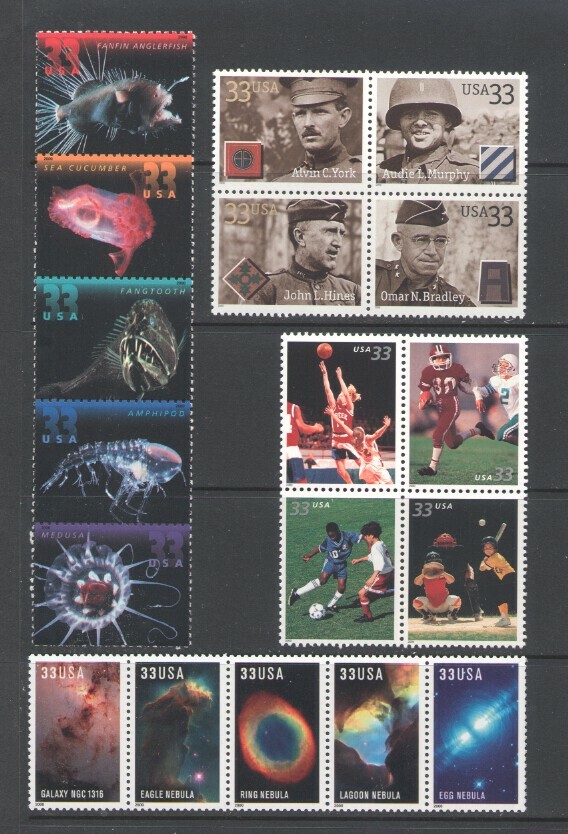 2000 U.S. COMMEMORATIVE YEAR SET *100 STAMPS* WITH 4 SHEETS & AIRMAIL MINT-NH