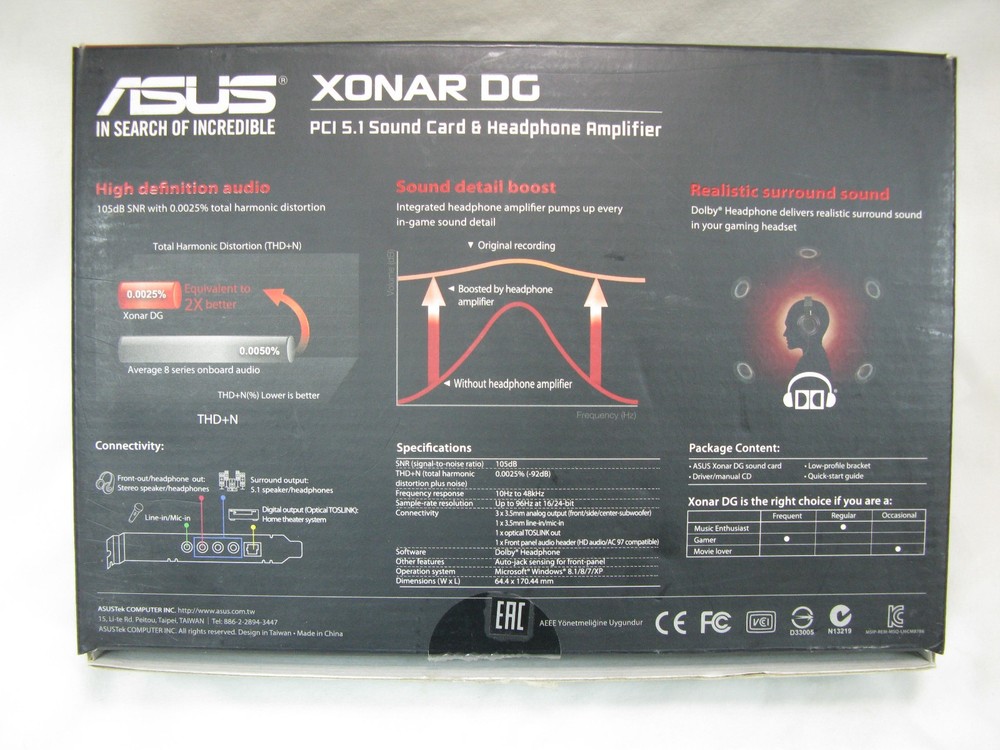 ASUS PCI Express (Xonar DG) Sound Card Model# XONAR DG(ASM)