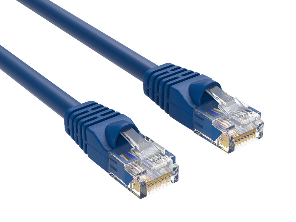 10ft Cat5e UTP Ethernet Network Patch Cable Snagless 24AWG Bare Copper, Blue