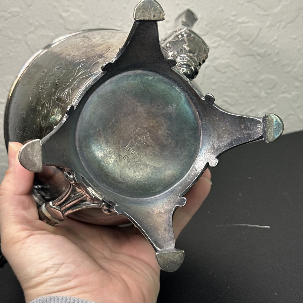 ROGERS SMITH CONNECTICUT 1887 SILVER-PLATE TEAPOT Server Antique Victorian