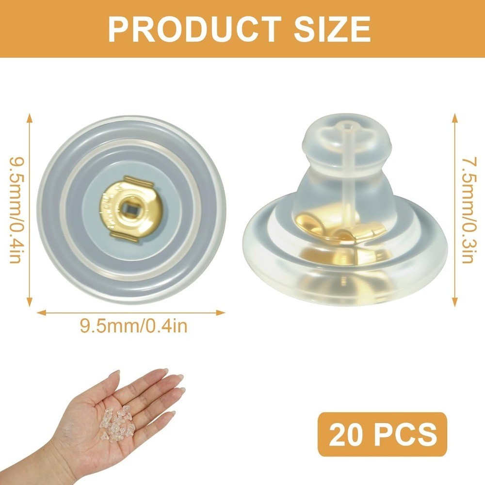 20 PCS Silicone Earring Backs Hypoallergenic Secure Lock No-Irritation for Studs