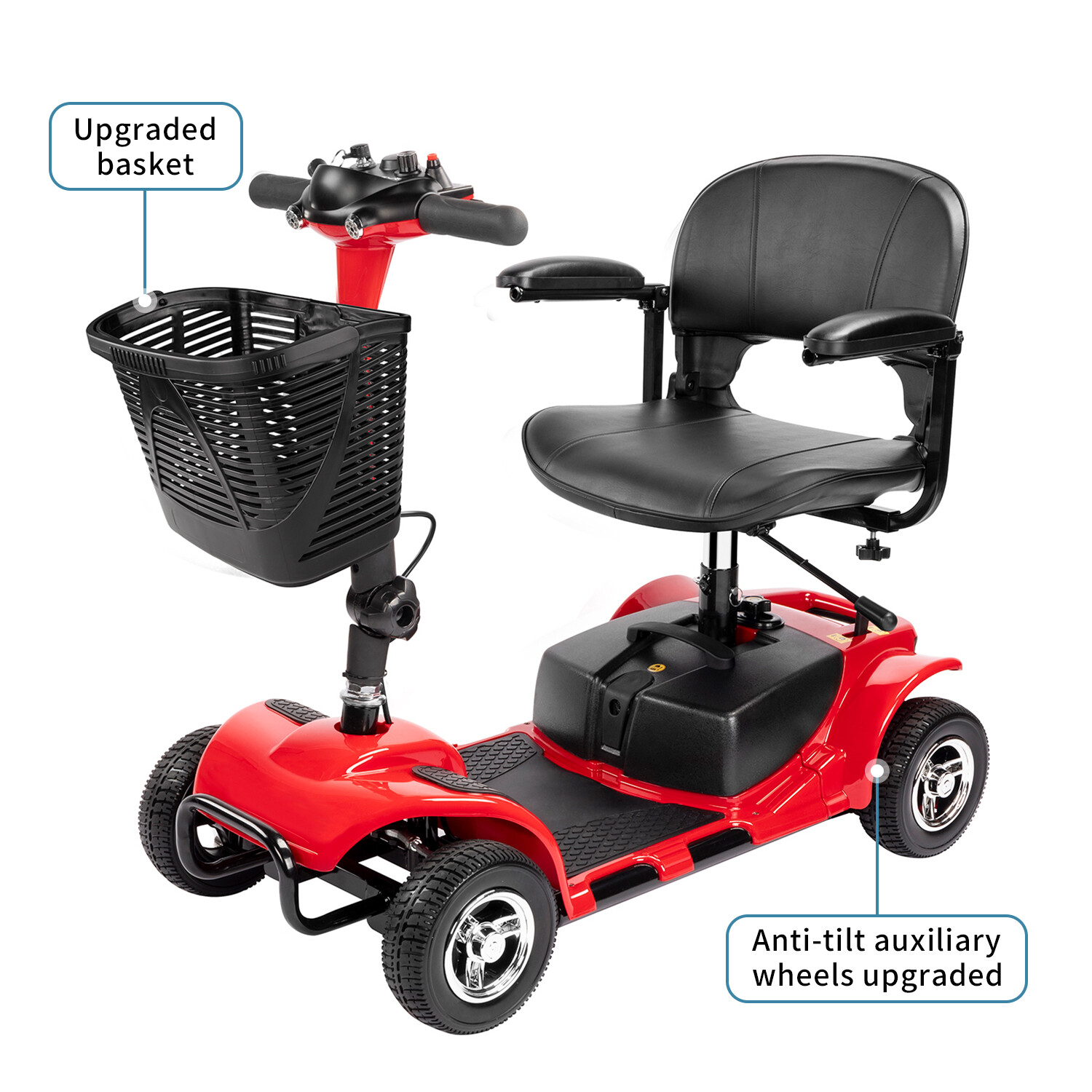 4 Wheels Mobility Scooter Power Wheel Chair Electric Device Compact for Travel