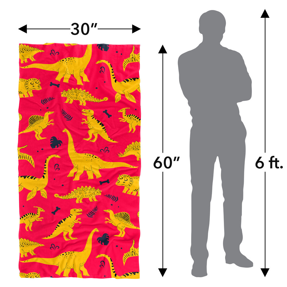 Hand Drawn Dino Pattern Beach Towel 30"x60"