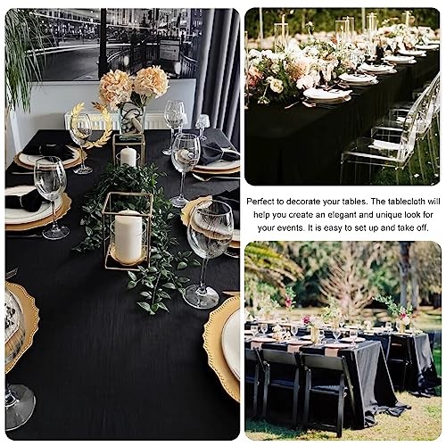 Pack Rectangle Table Cloth Bulk Washable Polyester 60inch x 102inch 6 Black