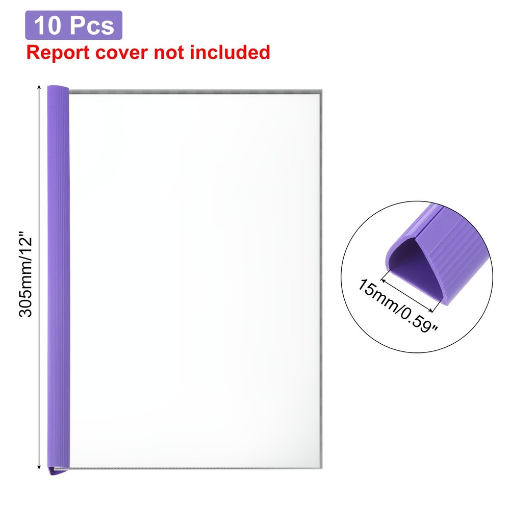 10Pcs Binding Bars, 15mm Binding Bars 120 Sheets Capacity, Purple