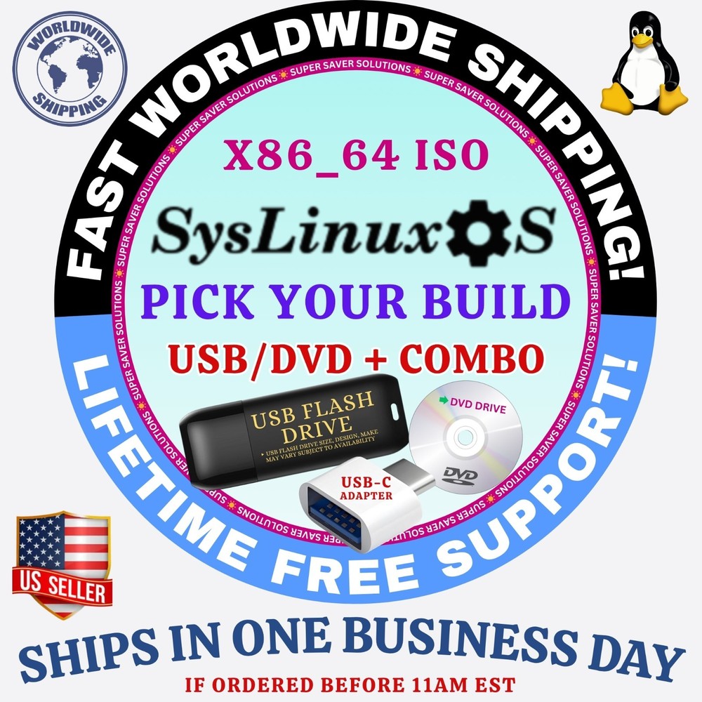 SysLinuxOS LINUX OS | LATEST BUILDS ISO | DVD, USB, COMBOS | FAST SHIPPING