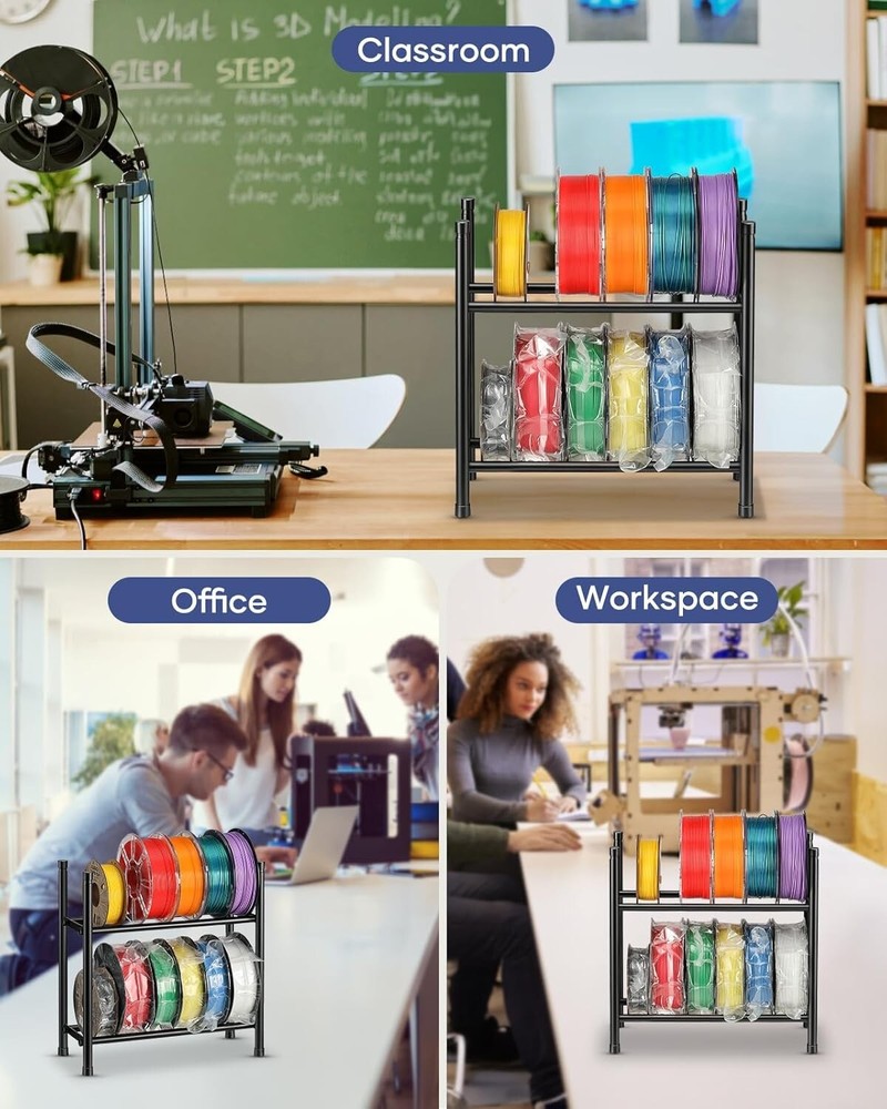 Desktop 3D Printer Filament Storage Rack Tabletop 2-Tier Stackable Organizer