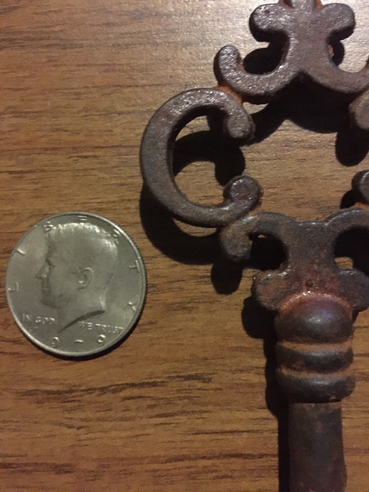 Victorian Master Door Cast Iron Skeleton Key HUGE Cathedral Patina Collector DAM