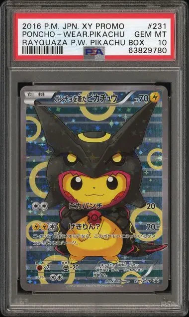 PSA 10- 2016 Pokemon XY Promo Japanese Rayquaza Poncho Wearing Pikachu Brand new
