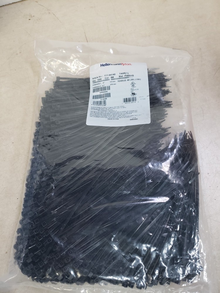 x1000 HellermannTyton Black  Zip Ties 111-04140 T40R0HSM4
