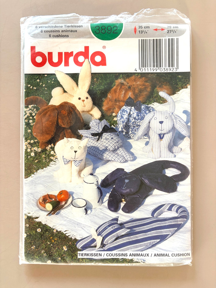 Burda Animal Cushion Pattern 3892 UNCUT