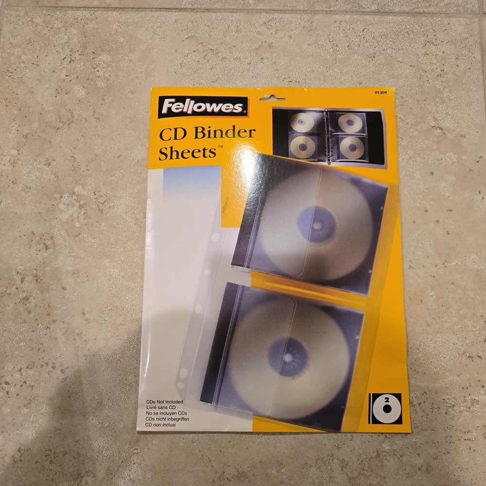 Fellowes CD DVD Protective 3 Ring Binder Sleeves Holds 20 Discs / 10 Sheets