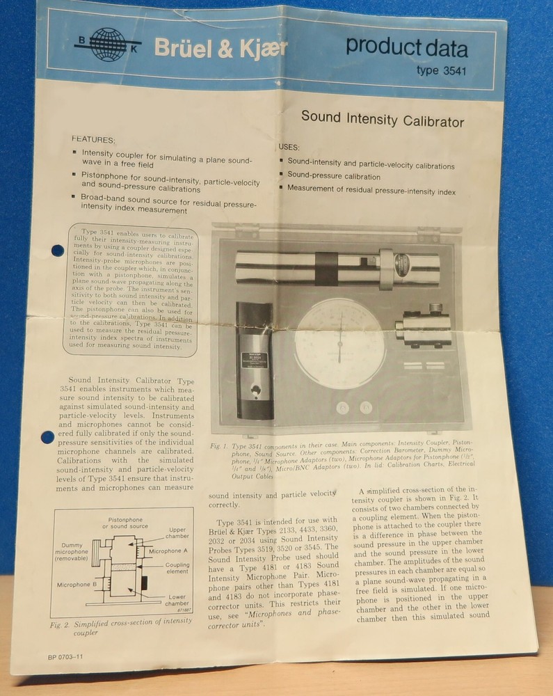 B & K Sound Intensity Calibrator — Type 3541