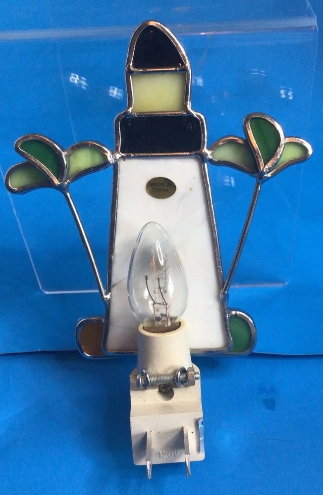Stained Glass Lighthouse Plug in Night Light on/off switch