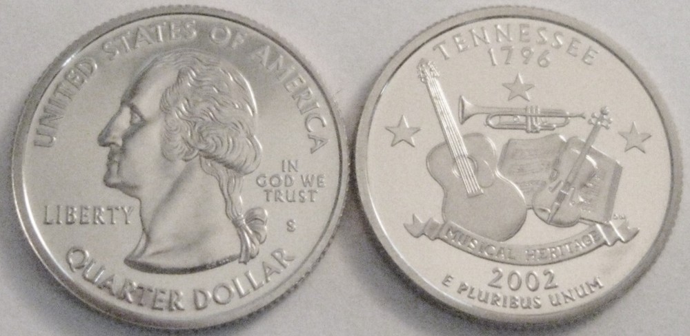 2002-S Gem Clad Proof Tennessee State Quarter - Problem Free Coin
