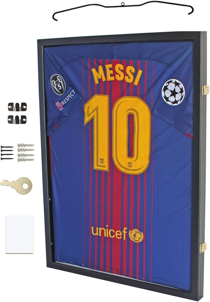 Jersey Display Frame Case Large Frames Shadow Box Lockable with UV Black