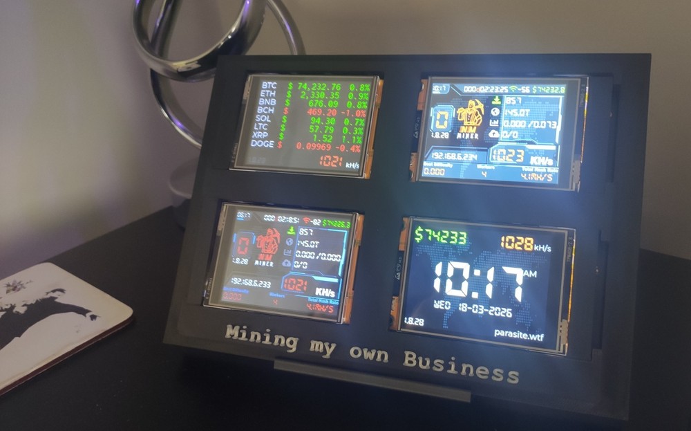 NM Nerd Miner Crypto Mining Rig - 4 x 1060 kh/s Wall Mountable - Mining Rig