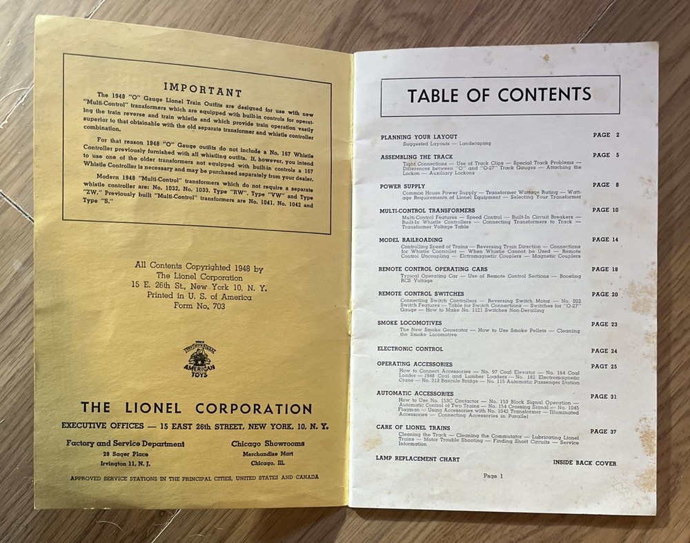 Instructions For Assembling and Operating Lionel Trains - 1948