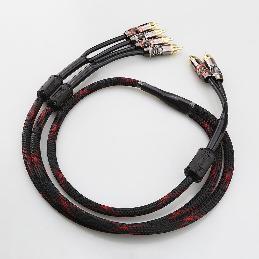 Hifi Extension Cable Gold Plated RCA Plug Splitter 2 Male to 4 Male RCA Adapter