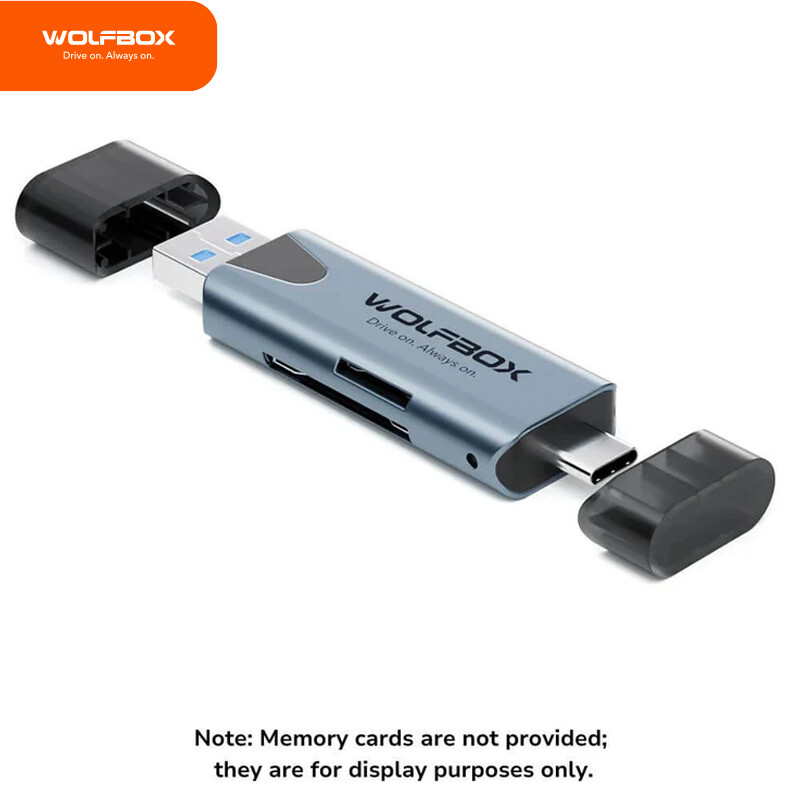WOLFBOX 2-in-1 Card Reader W/USB-C&USB-A Interface, SD Card Reader, for Dash Cam