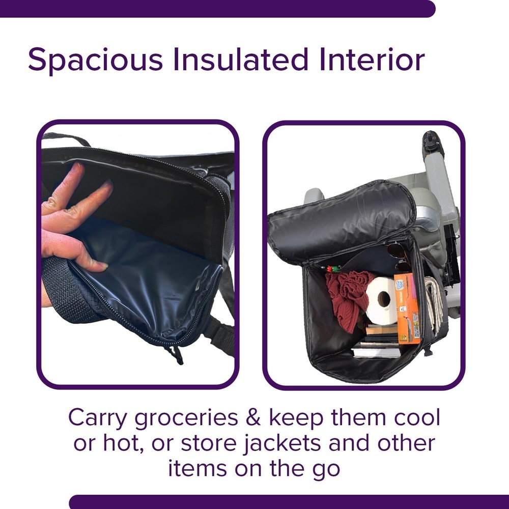 Compact Extra Large Mobility Scooter Bag with Adjustable Straps - Black Nylon