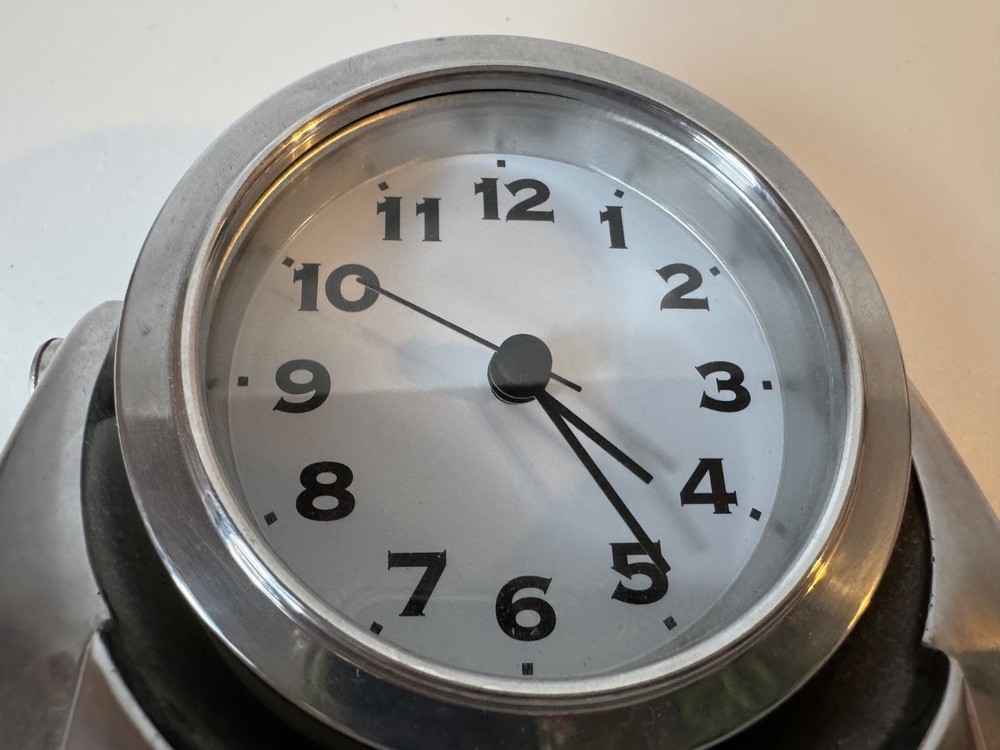 Pottery Barn Chrome Table Clock Tested, Works Great