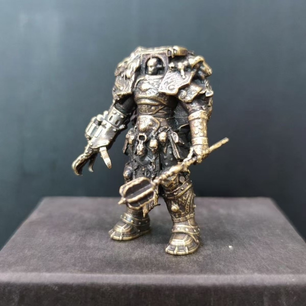 Black Solid Brass Soldier Man Knight Terminator Model Toy Statue