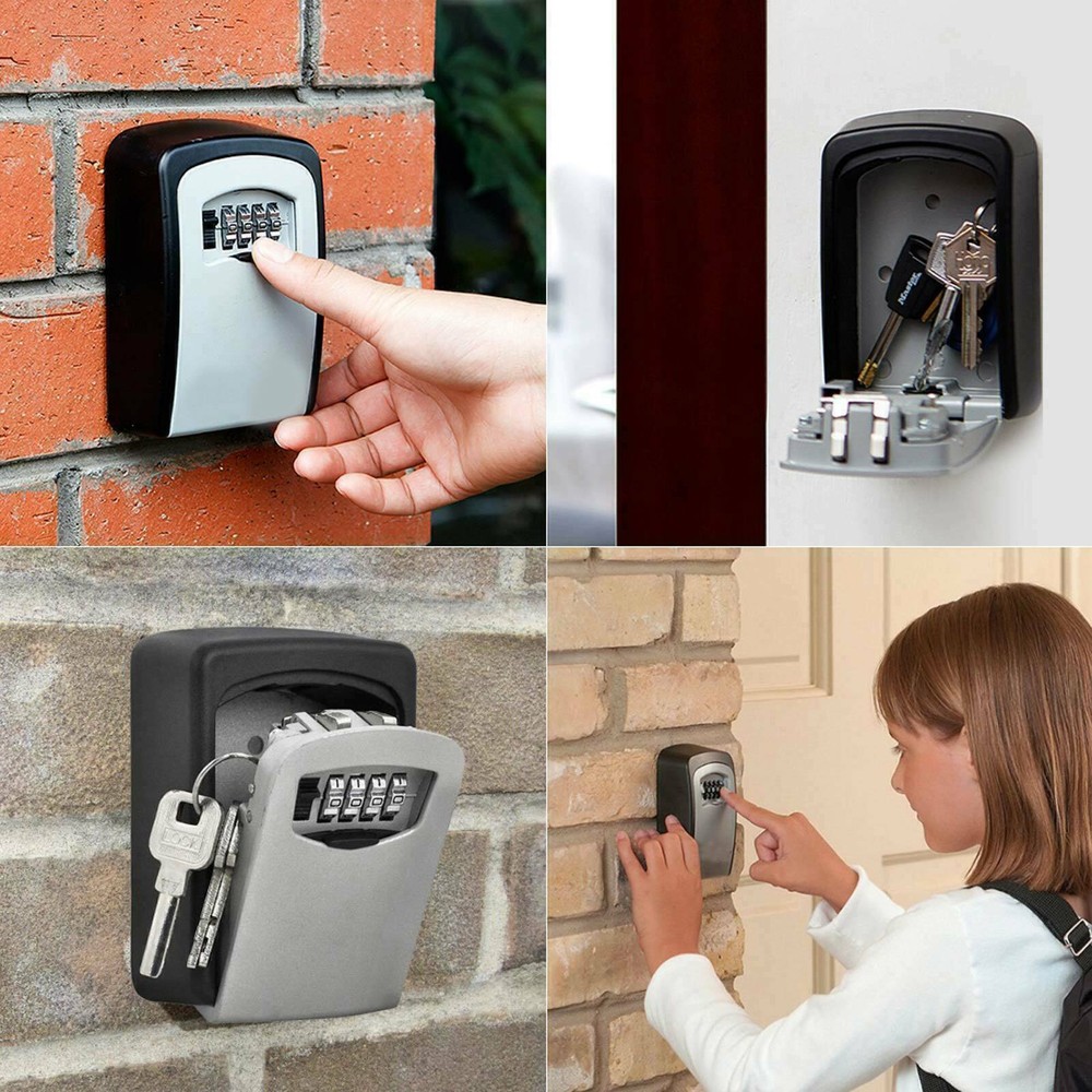 4-Digit Combination Lock Key Box Safe Storage Box Padlock Security Home Outdoor