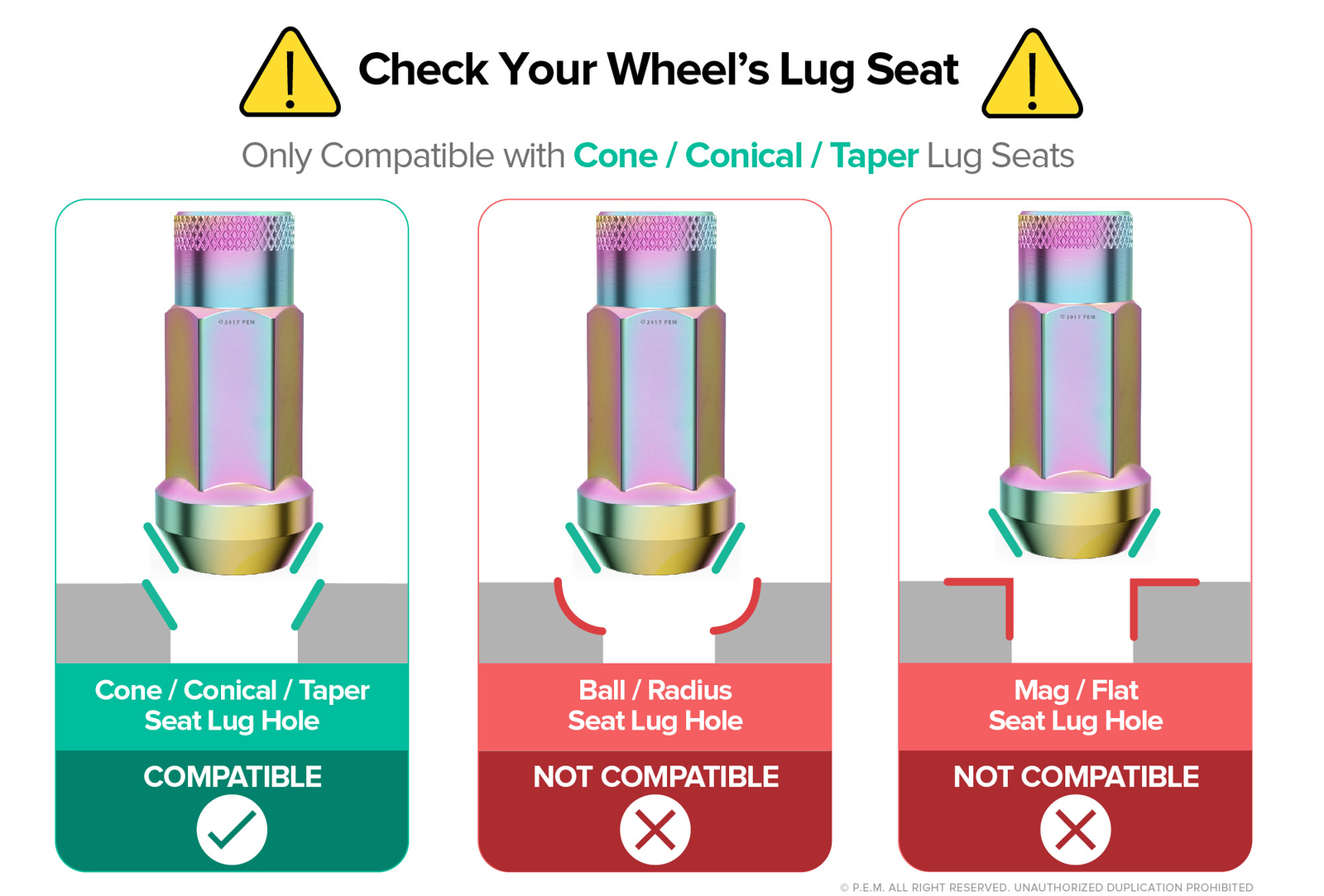 (20) 12x1.5 Lug Nuts | Neochro Neochrome | Cone Seat | Extended Tuner Open Ended