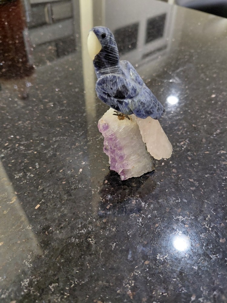 Beautiful Stone Bird on Amethyst Base