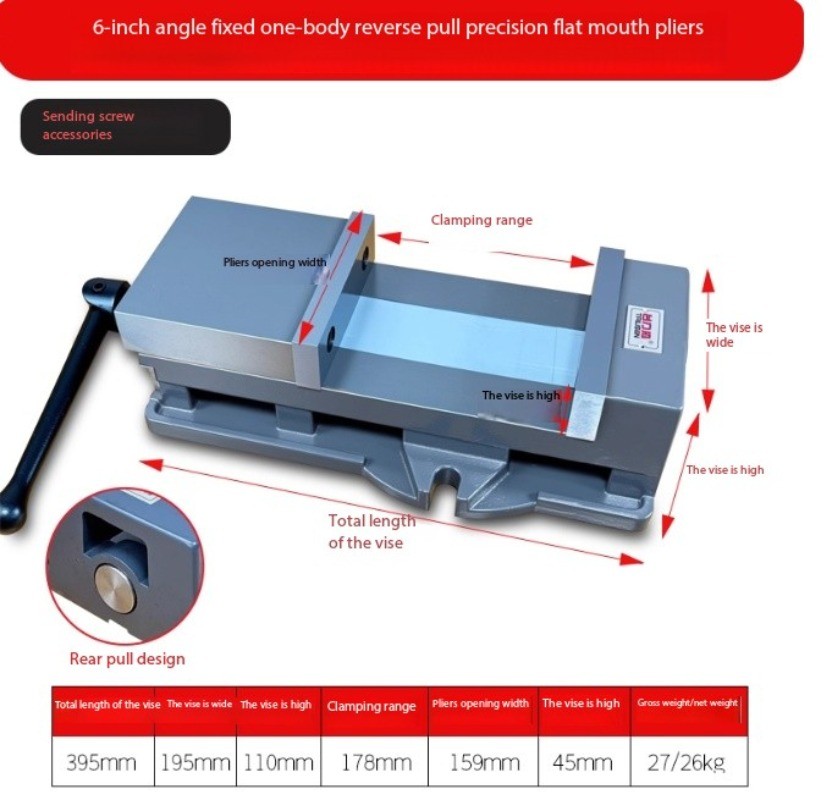 Integrated Pull-Back Angle-Mounted Parallel-Jaw Vise for Machine Shop Use