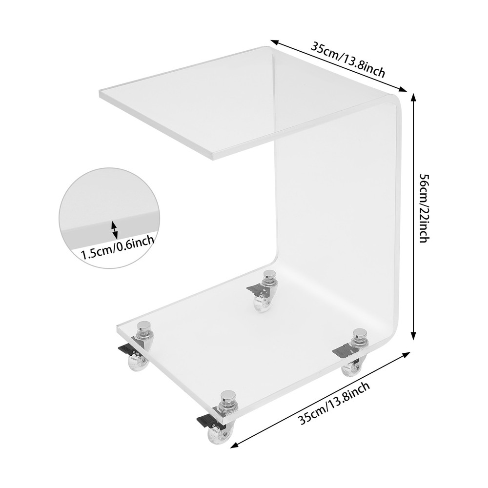 Modern C-shaped Side Table Acrylic End Table Couch Side Table, Bedside Table