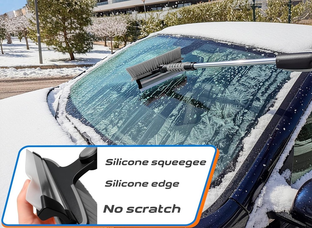 Lightweight Extendable Snow Tool - 42.4” Brush & Scraper for Winter Driving