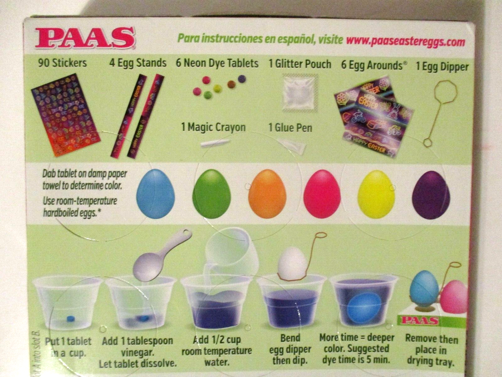 PAAS Easter Egg Coloring Kit - NEON -Includes 90 Stickers - Decorate 36 Eggs!