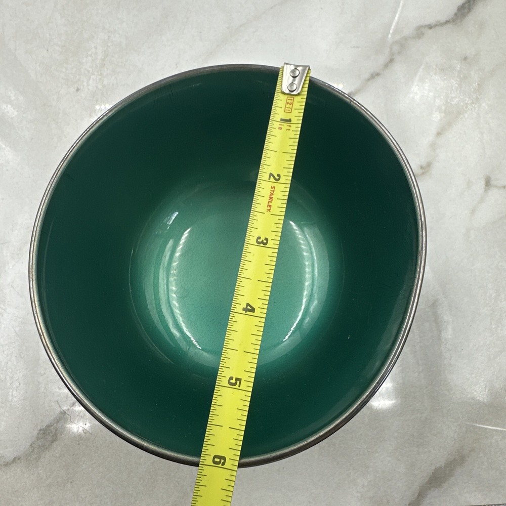 VTG Towle Silversmiths Bowl Teal Green Enamel Footed Silverplated 6"