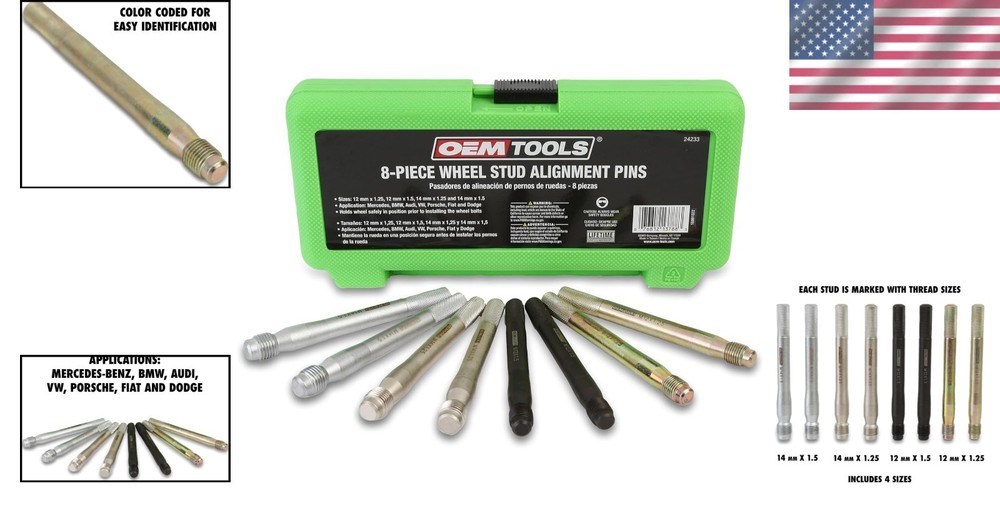 Complete 8-Piece Wheel Stud Tool Set - Easy Fit for Foreign & Domestic Models
