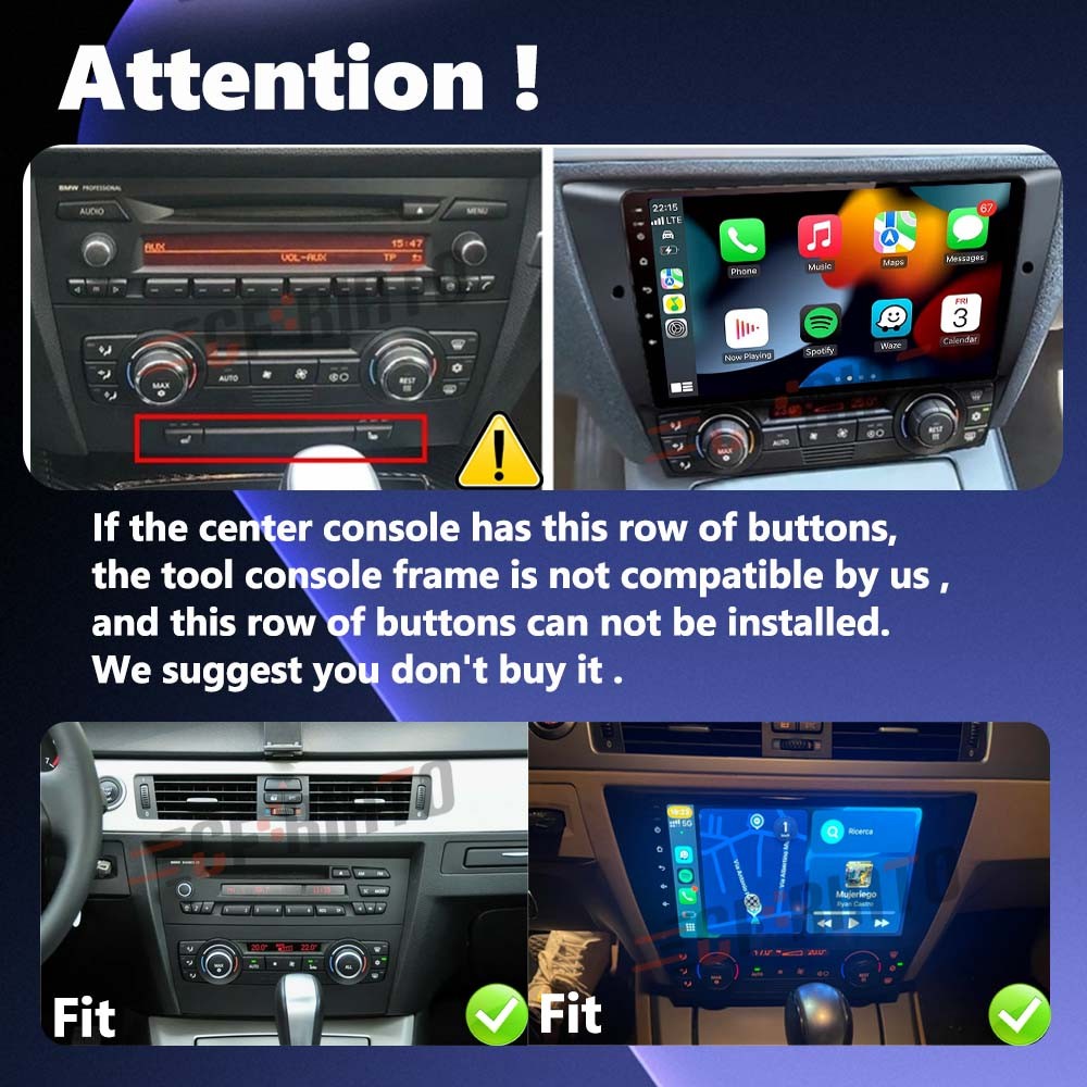 For BMW E90 M3 328i 335i Car Stereo Radio Android 15 Apple Carplay GPS Navi 64G