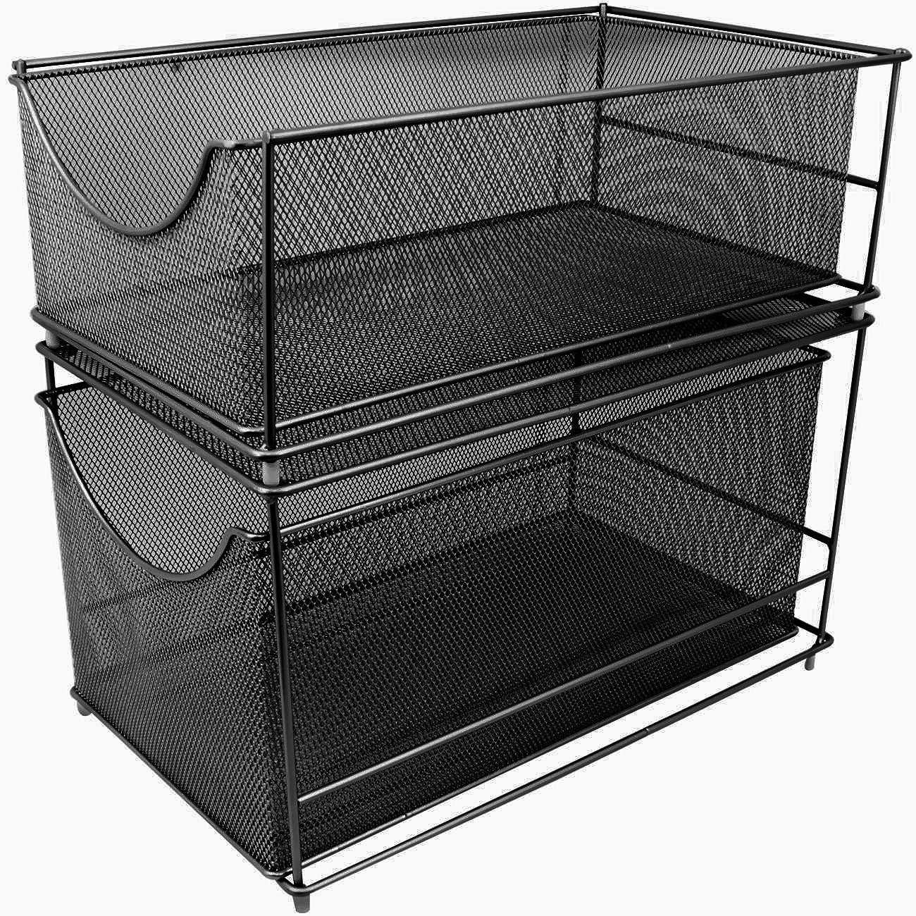Sorbus Cabinet Organizer Set —Mesh Storage Organizer with Pull Out Drawers—Ideal