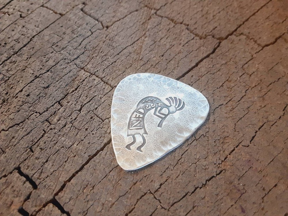 Sterling silver guitar pick with kokopelli - playable