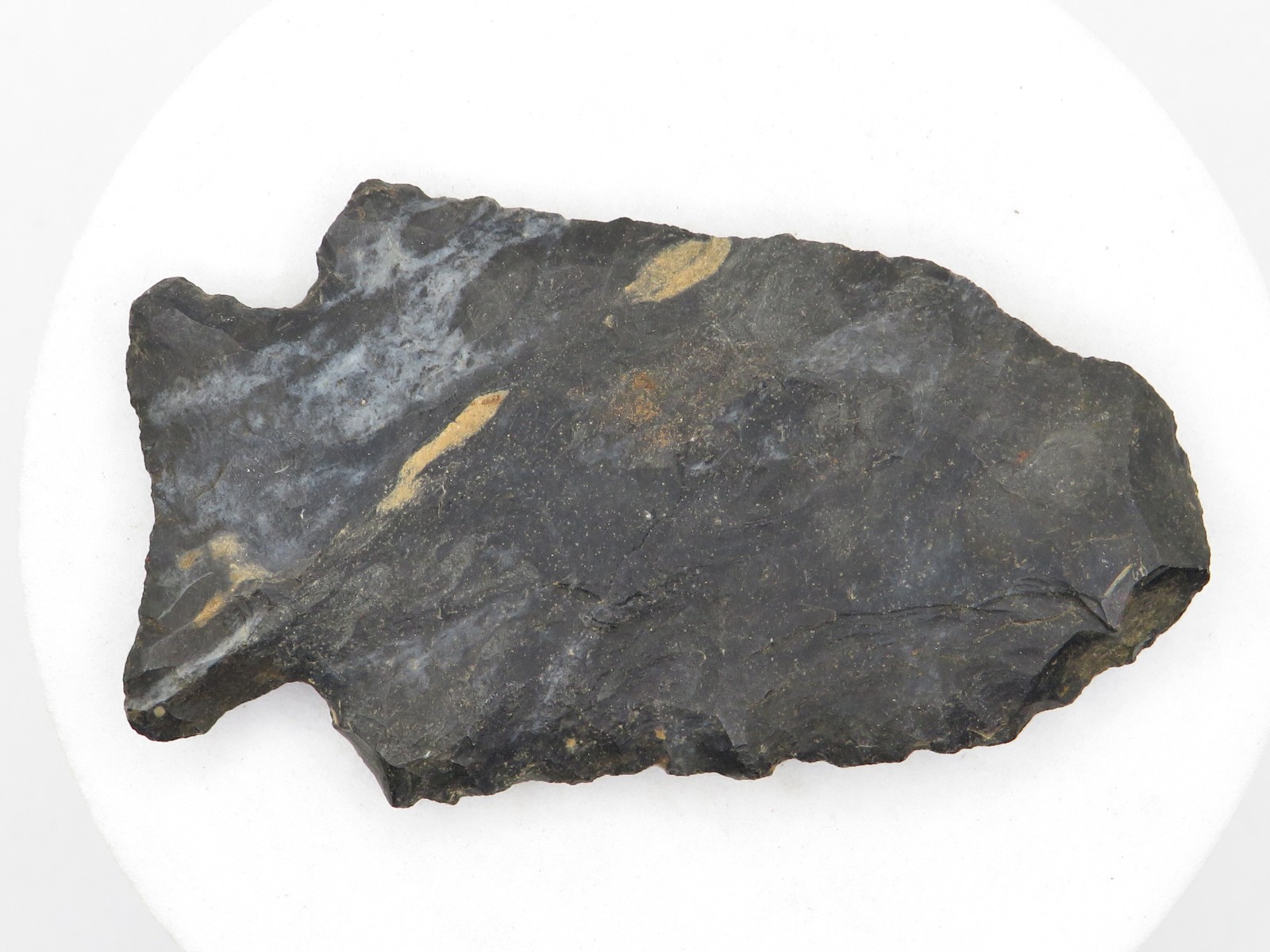 AUTHENTIC INDIAN ARROWHEAD 2 3/8" PROJECTILE PALEO OBSIDIAN POINT OHIO RIVER