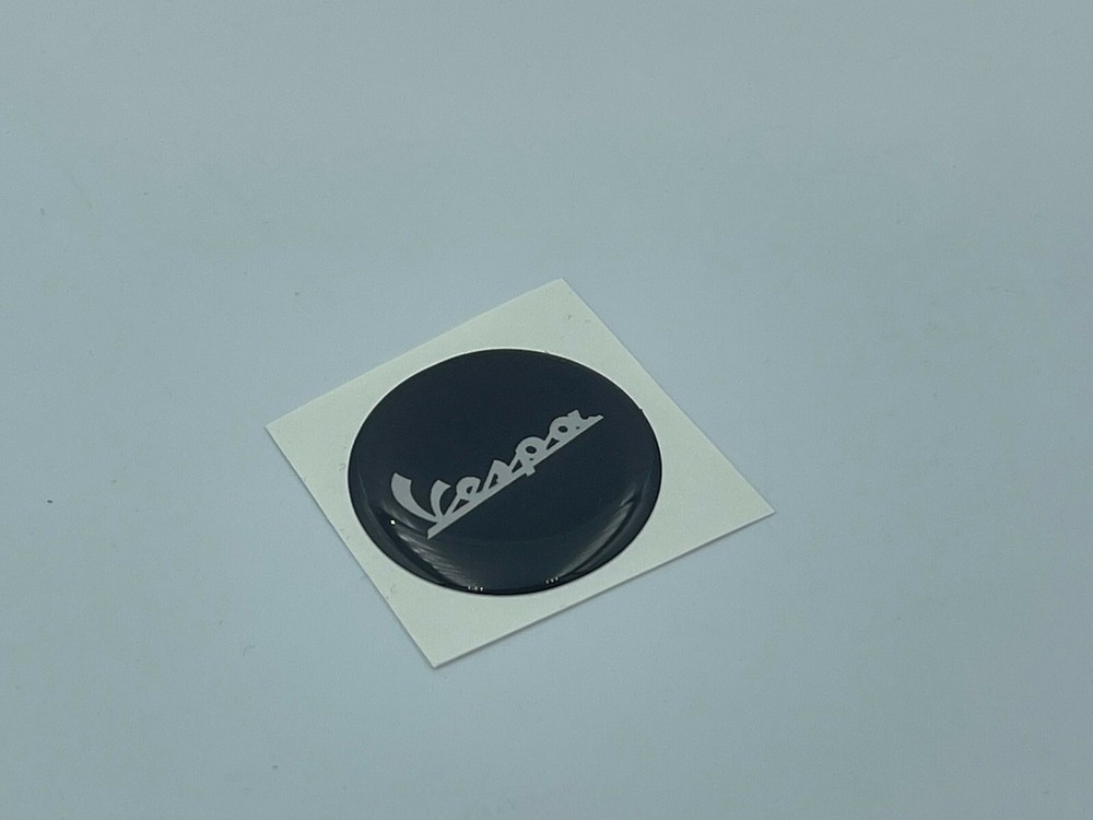 1 Resin Coated Sticker 3D PIAGGIO Black White 30 Mm