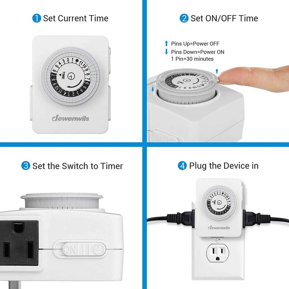 DEWENWILS 2 pack Indoor Outlet Timer Plug in Electrical Timer for Aquarium