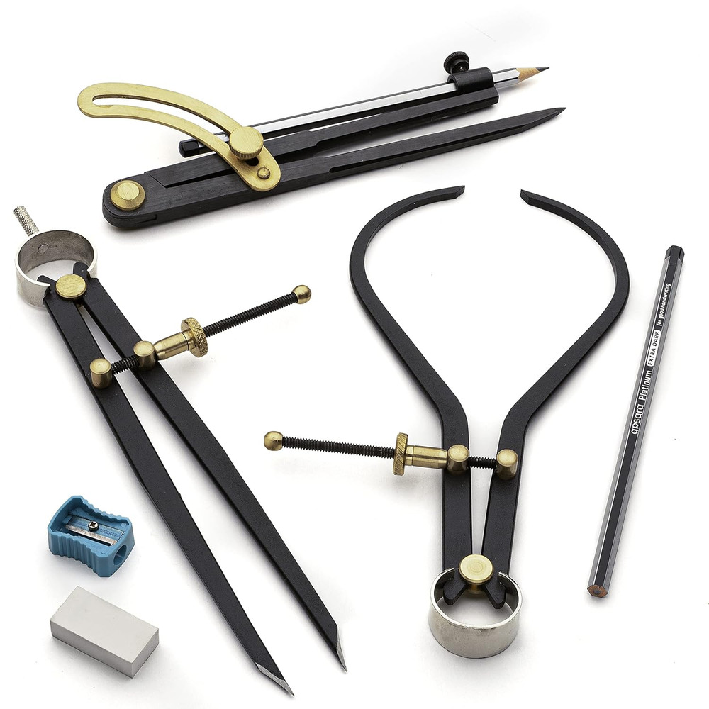 7-Piece Caliper and Compass Set | Industrial Workshop Grade Instrument | Solid S