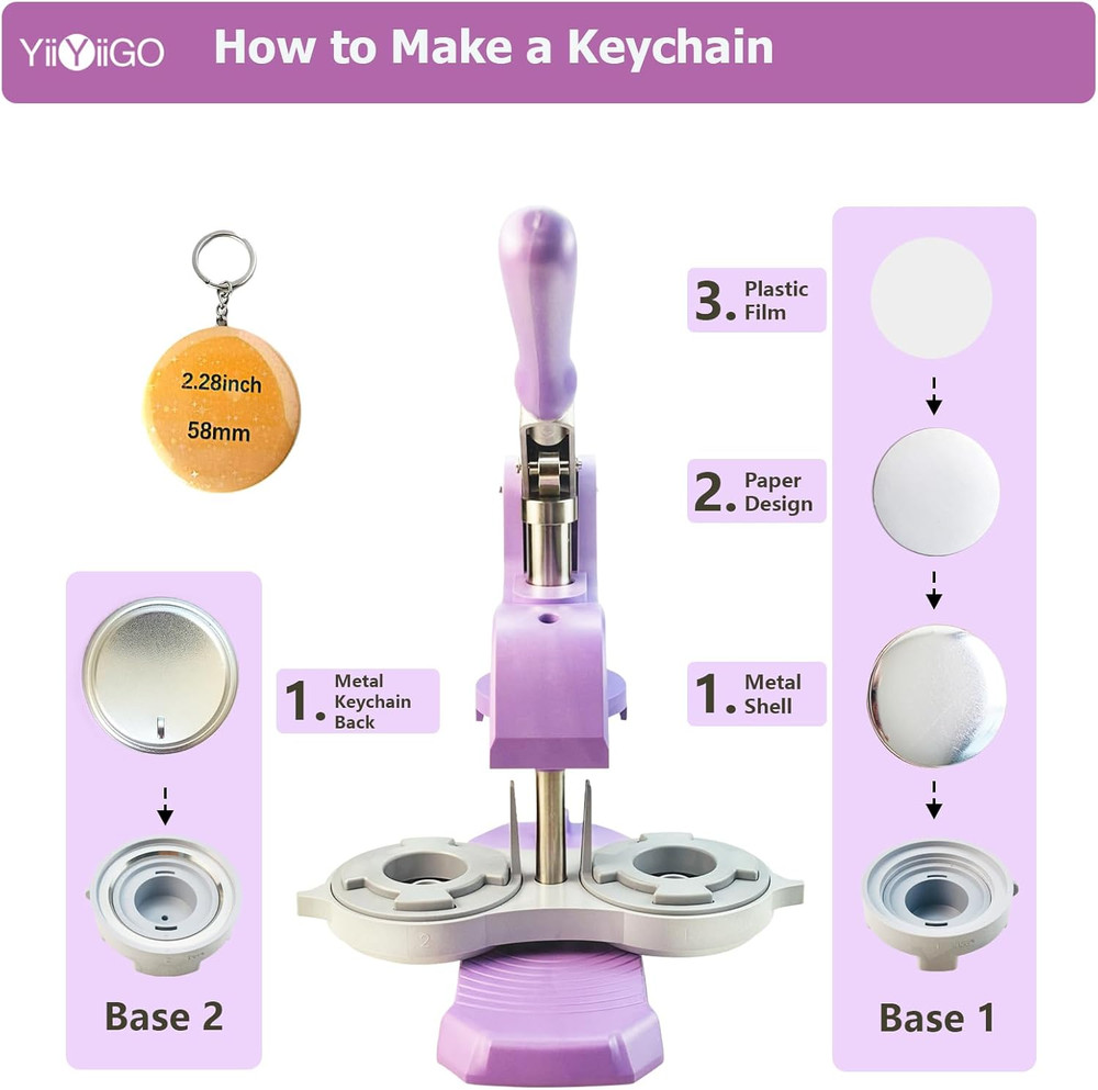 Button Maker Keychain Supplies, 50Sets 2.28Inch/58Mm Keychain Button Making Kit
