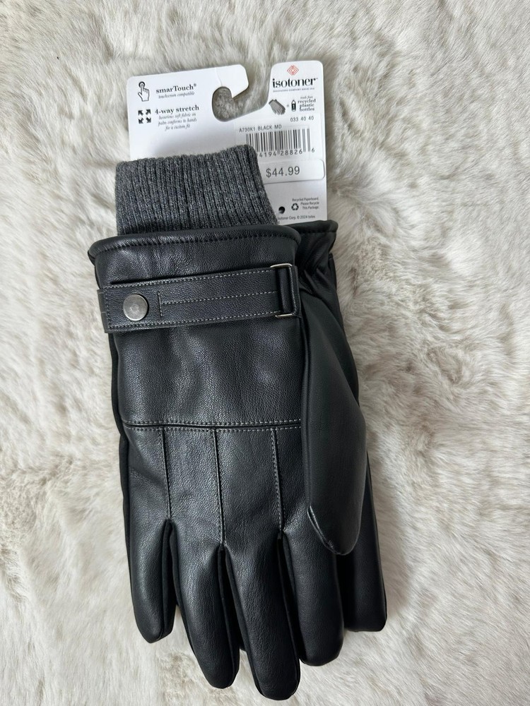 Isotoner Touchscreen Compatible Mens Medium Gloves 4 Way Stretch SmartTouch
