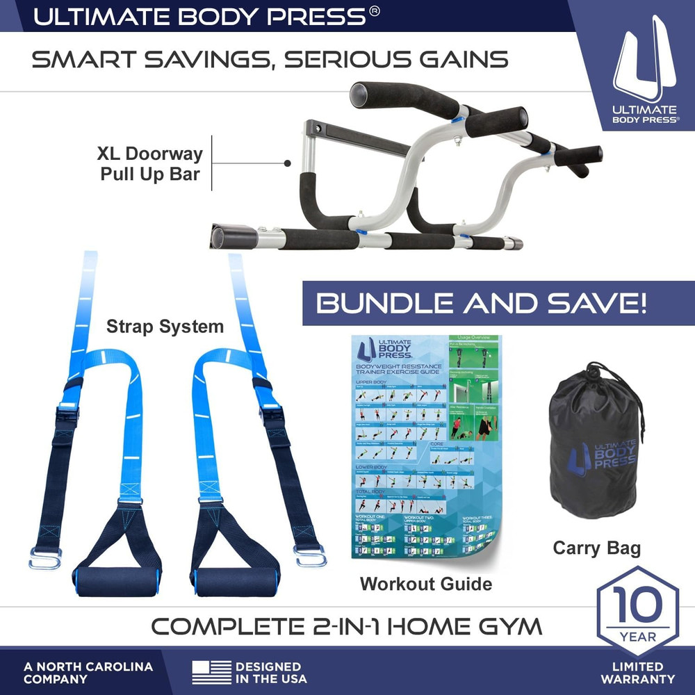 XL Doorway Pull up Bar with Elevated Bar & Adjustable Width