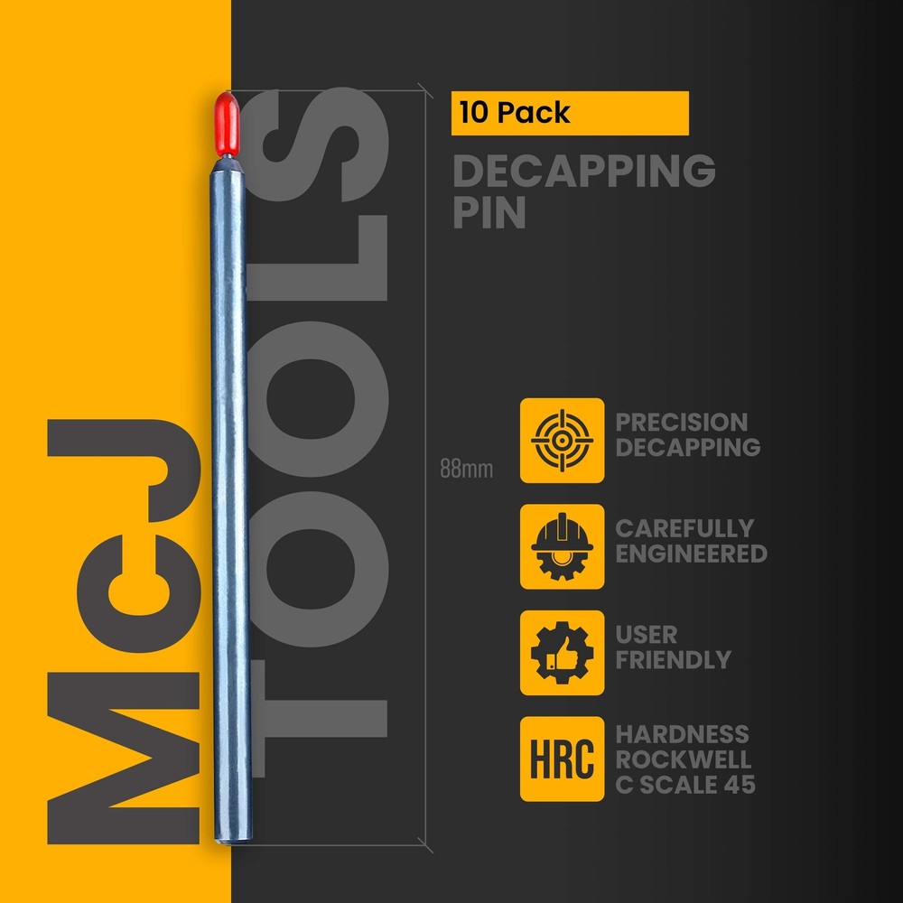 McJ Tools Reloading Die Lock Rings and Decapping Pins (10pack, Decap Pins)