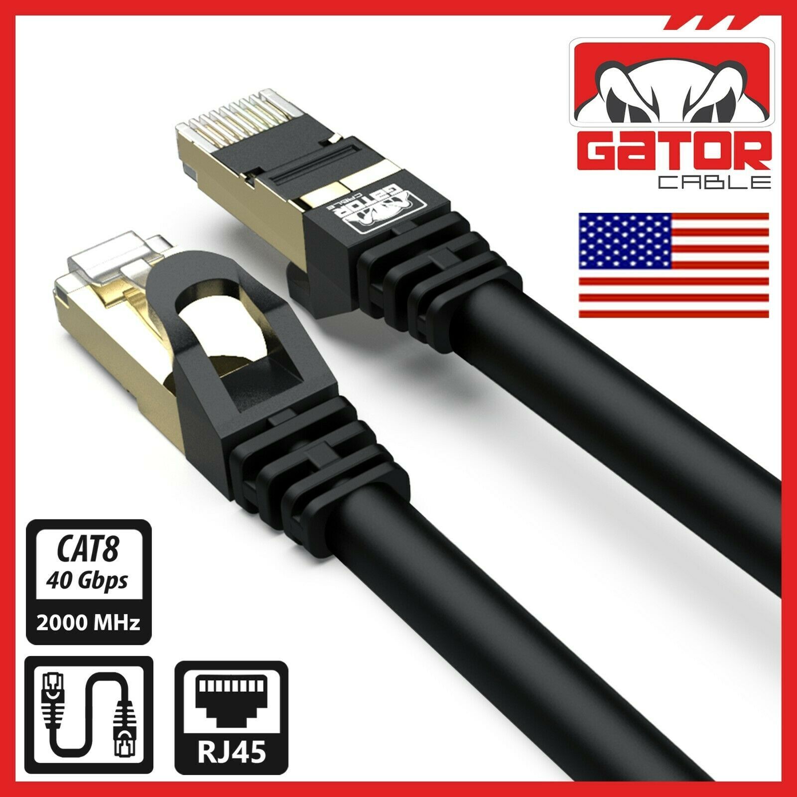 Cat 8 Ethernet Cable RJ45 Super Speed 40Gbps Patch LAN Network Gold Plated Lot
